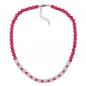 Mobile Preview: Kette Kunststoff-Perlen rot seidig-glänzend Walzenperle kristal AB 45cm