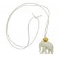 Preview: Kette, Elefant weiß-goldfarben-marmoriert, 90cm