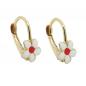Mobile Preview: Ohrbrisur Ohrringe 13x7mm Blume weiß-rot emailliert 9Kt GOLD