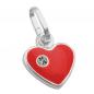 Mobile Preview: Anhänger 9mm Herz rot lackiert mit Glasstein Silber 925