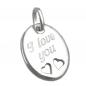 Mobile Preview: Anhänger 21x17mm mit Gravur -I love you- Silber 925