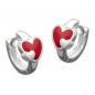 Preview: Creole 11x2mm Klappscharnier Herz rot-farbig lackiert Silber 925