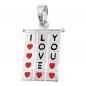 Mobile Preview: Anhänger 22x13mm Viereck I-LOVE-YOU rot-schwarz lackiert Silber 925