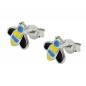 Mobile Preview: Ohrstecker Ohrring 8x8mm Bienen blau-gelb-schwarz emailliert Silber 925