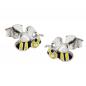 Mobile Preview: Ohrstecker Ohrring 6x9mm Bienen gelb-schwarz-weiß emailliert Silber 925