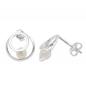 Mobile Preview: Ohrstecker Ohrringe 11mm 2 Kreise mit Süßwasserzuchtperle Silber 925