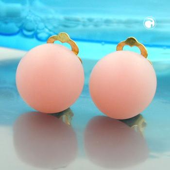 Clip Ohrring 18mm satt-rosa matt Kunststoff-Bouton