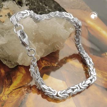 Armband 4mm Königskette vierkant glänzend Silber 925 21cm