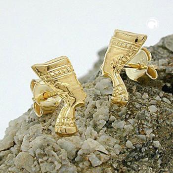 Ohrstecker Ohrring 10x6mm Nofretete glänzend 9Kt GOLD