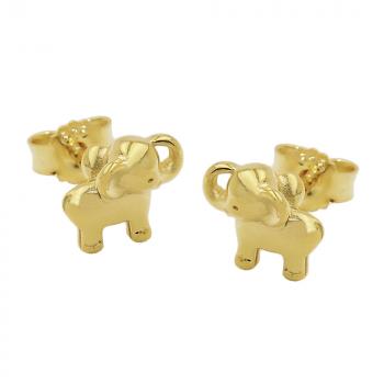 Ohrstecker Ohrringe 6x7mm kleiner Elefant glänzend 9Kt GOLD