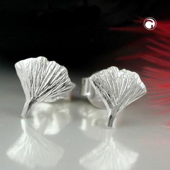 Ohrstecker Ohrring 7mm Ginkgoblatt glänzend Silber 925