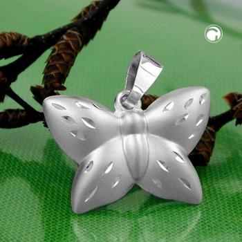 Anhänger 11x16mm Schmetterling matt-glänzend diamantiert Silber 925