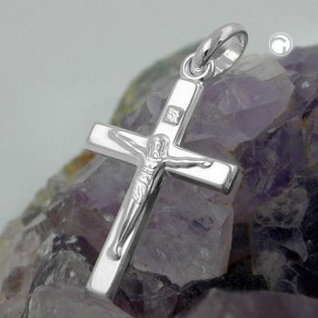 Anhänger 17x11mm Kreuz mit Jesus glänzend Silber 925