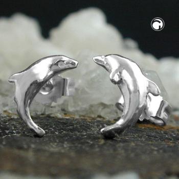 Stecker 10mm springender Delfin glänzend Silber 925