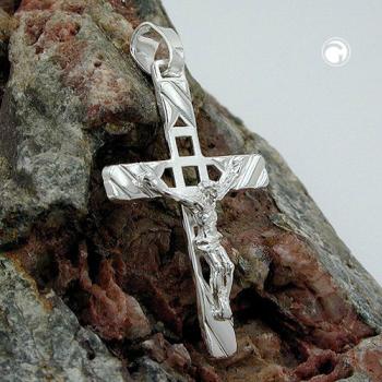 Anhänger 35x22mm Kreuz mit Jesus glänzend Silber 925