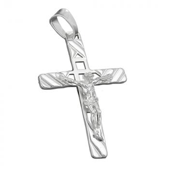 Anhänger 35x22mm Kreuz mit Jesus glänzend Silber 925