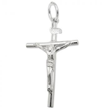 Anhänger 32x18mm Kreuz mit Jesus glänzend Silber 925