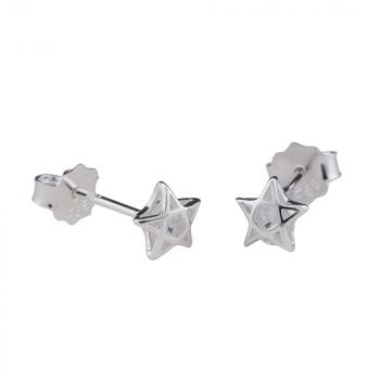 Ohrstecker Ohrring 6mm Stern Pentagramm Zirkonia weiß Silber 925