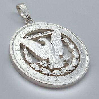 Anhänger Silber aus einer ausgesägten Morgan Dollar Münze USA Wappenadler
