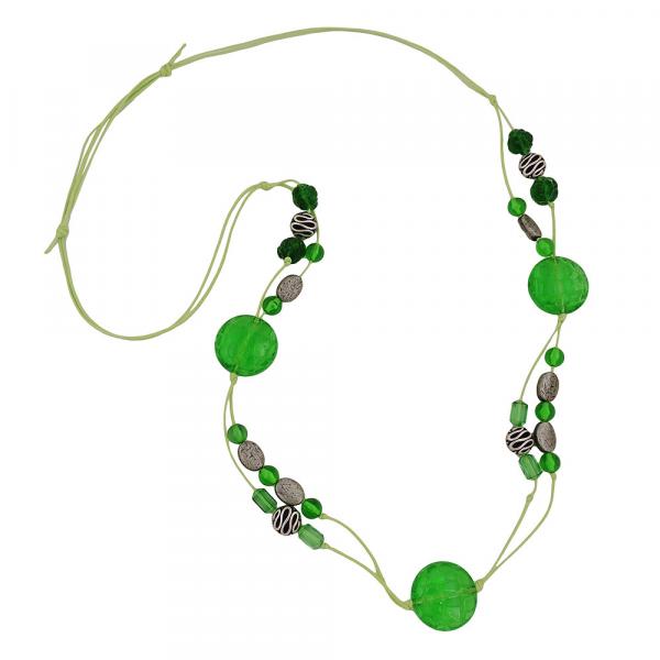 Kette, Kroko-Perle grün-transparent