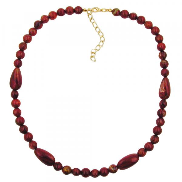 Kette, Perle und Olive, rot-marmoriert
