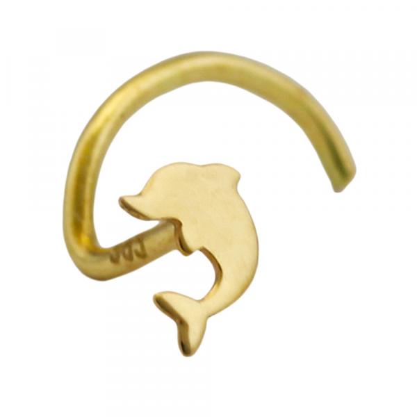 Nasenstecker 2,5mm Spirale mit kleinem Delfin 14Kt GOLD