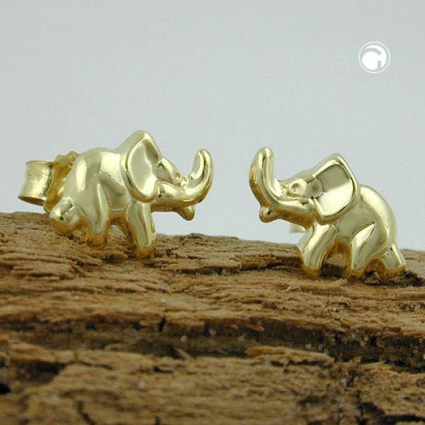 Stecker 7x10mm Elefant glänzend 9Kt GOLD