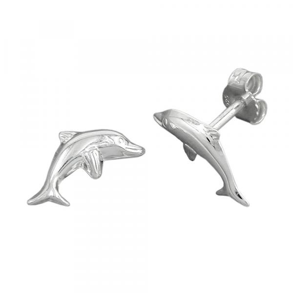 Ohrring Stecker 12x6mm springender Delfin Silber 925