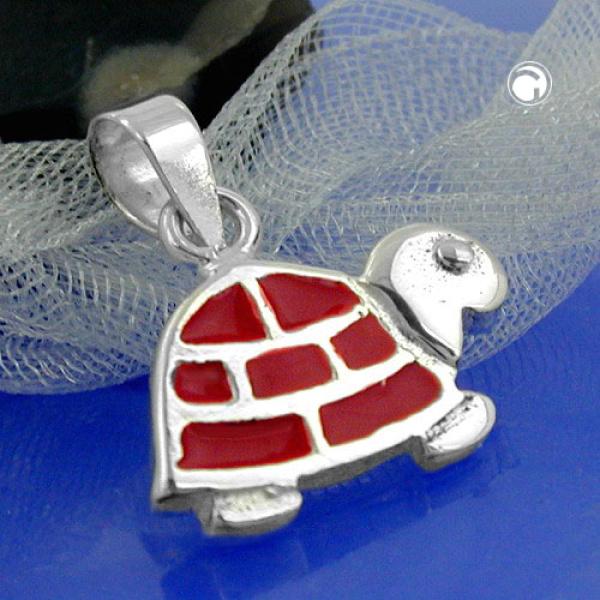 Anhänger 11x13mm Schildkröte rot emailliert Silber 925