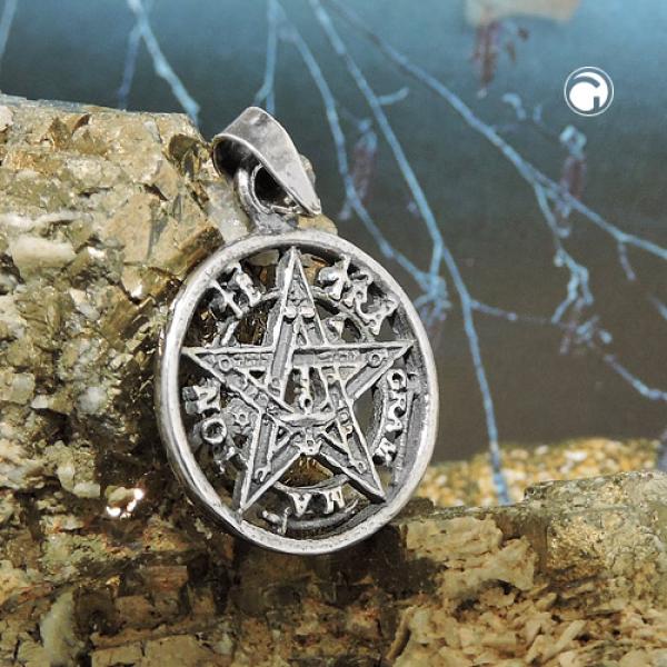 Anhänger 15mm Pentagramm Amulett geschwärzt Silber 925