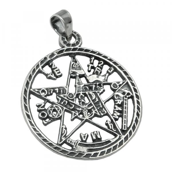 Anhänger 21mm Pentagramm Amulett geschwärzt Silber 925