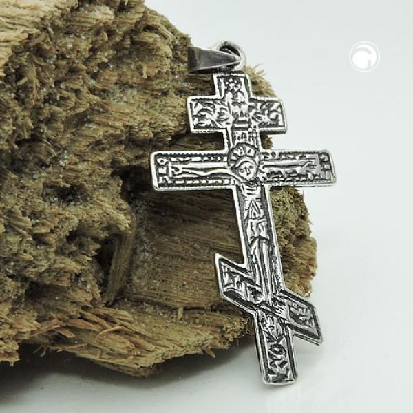 Anhänger 30x18mm russisch-orthodoxes Kreuz geschwärzt Silber 925