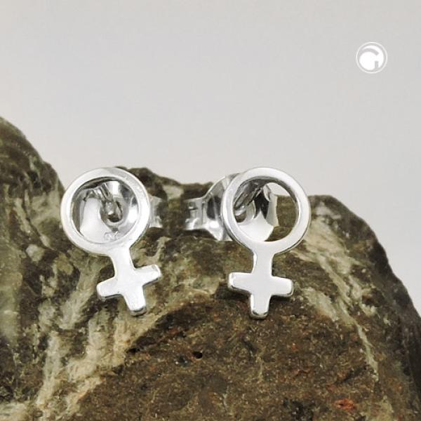 Ohrstecker Ohrring 9x5mm Symbol Weiblichkeit glänzend Silber 925