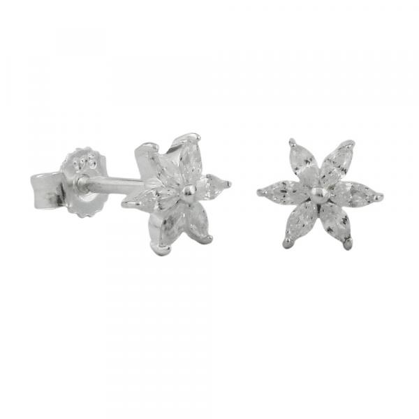 Ohrstecker Ohrring 8mm Blume oder Stern Zirkonia Silber 925