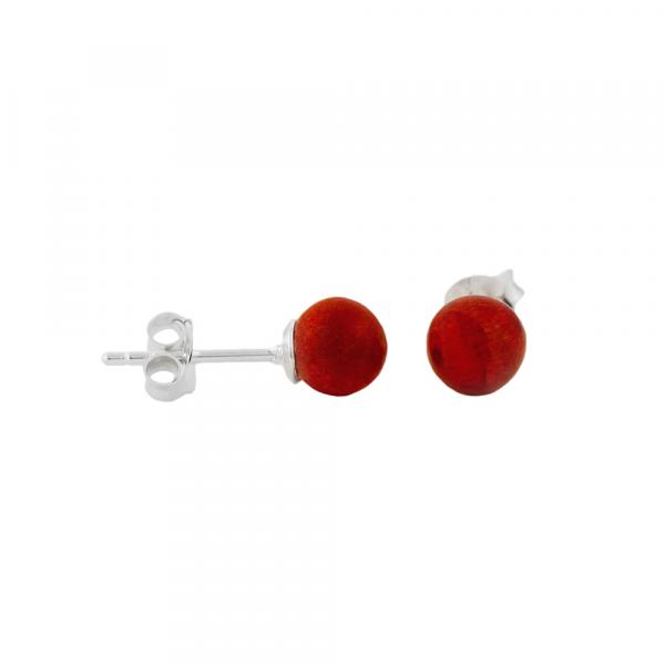Ohrstecker Ohrring ca. 6mm Coral-Perle Silber 925
